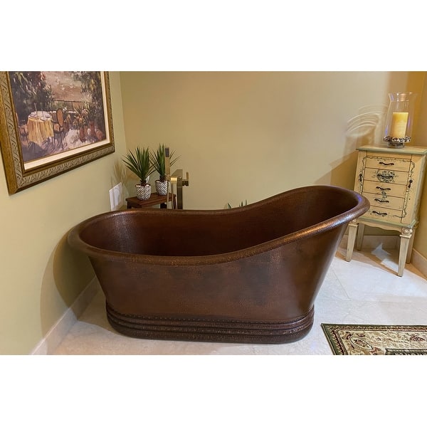 slide 2 of 11, 67-in Hammered Copper Single Slipper Bathtub in Oil Rubbed Bronze (BTS67DB)