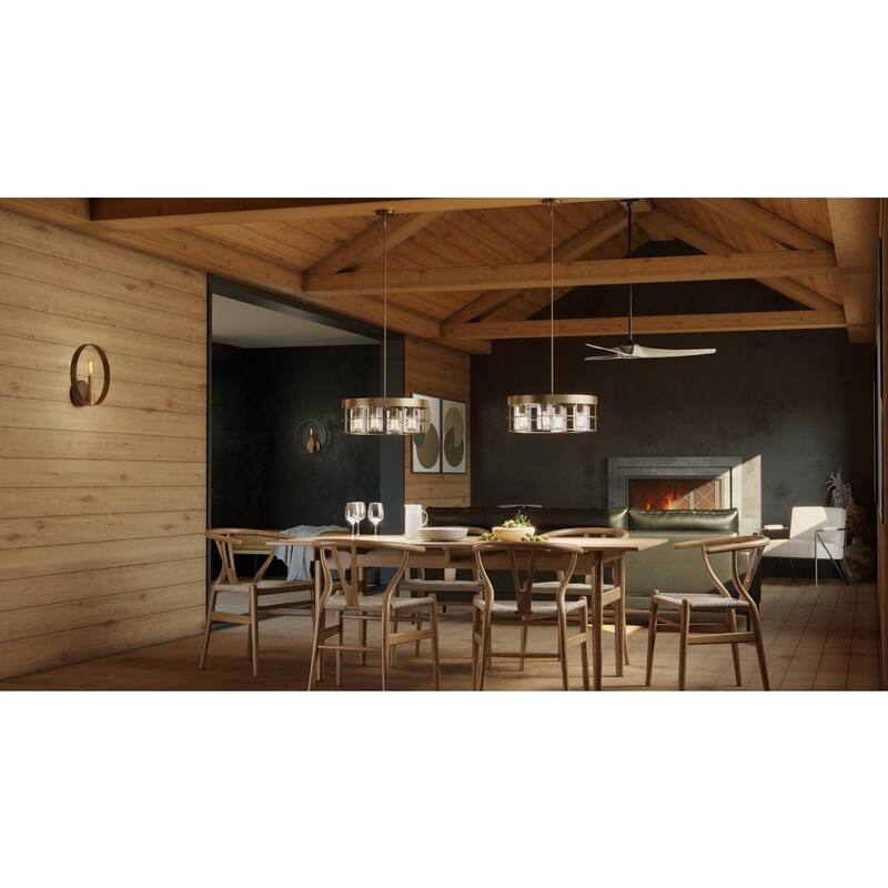 Manvel Collection 60 in. Three-Blade Cottage White Urban Industrial Ceiling Fan - 60 in x 60 in x 11.25 in