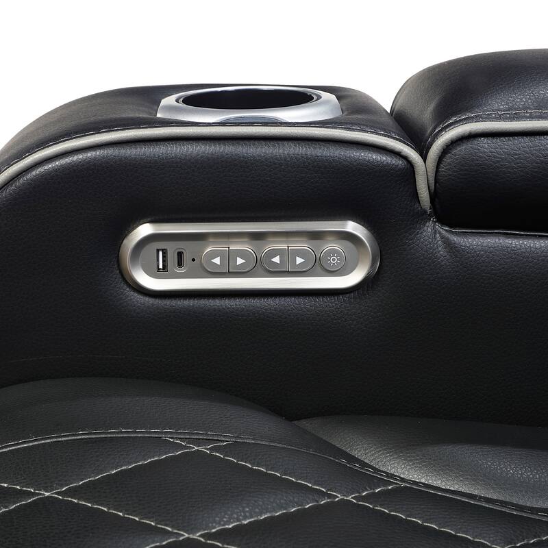 Ezra 37.5" Faux Leather Power Recliner - Power Heatrest, Cup Holders