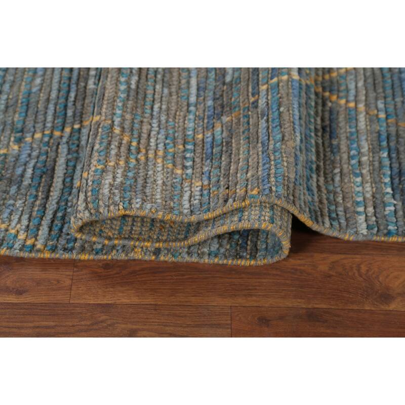 Trellis Blue Moroccan Oriental Runner Rug Hand-Knotted Wool Carpet - 4'0"x 12'3"