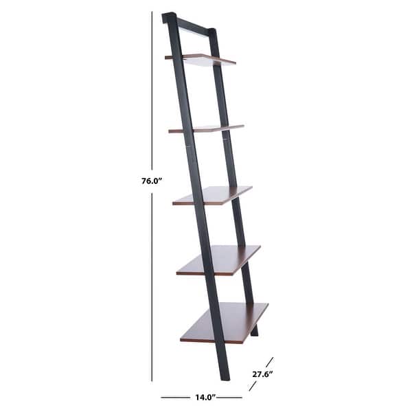 dimension image slide 2 of 4, SAFAVIEH Cullyn 5-Tier Leaning Etagere Bookcase - 27.6" W x 14" L x 76" H