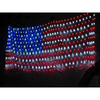 DANLI Solar Powered American Flag Light, Waterproof 420 LED String Lights With Remote, US Flag Light With Plug, 8 Modes Net Light Decoration For