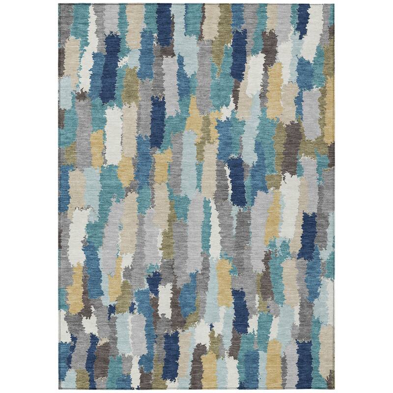 Machine Washable Indoor/ Outdoor Contemporary Stacks Chantille Rug