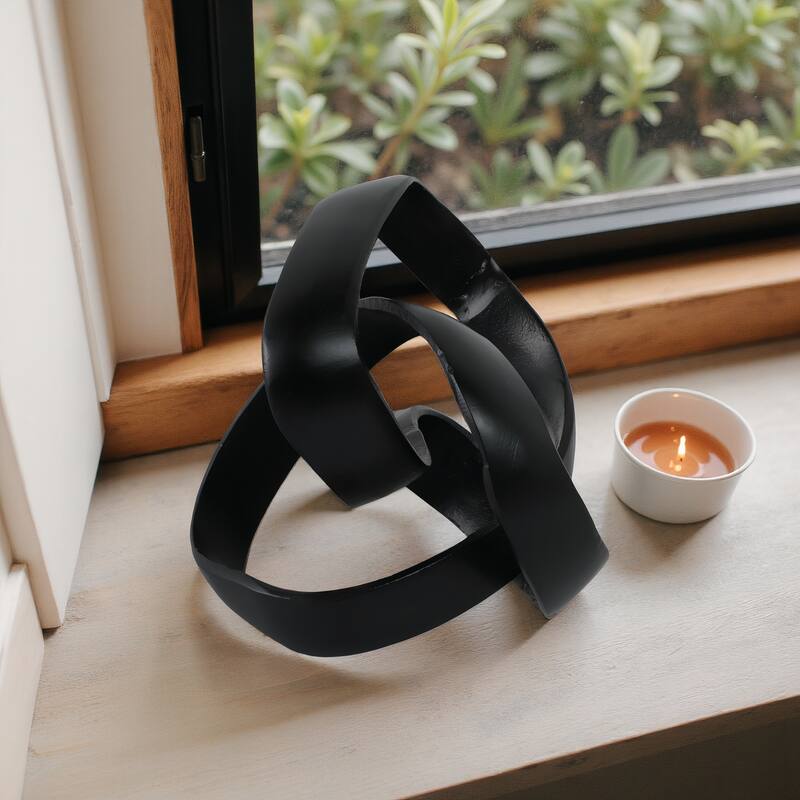 Sagebrook Home Modern Aluminum Abstract Interwoven Decorative Sculpture - 8" x 8" x 7"