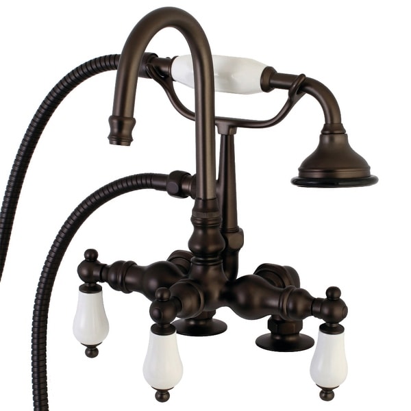 Kingston Brass AE15T Vintage Deck Mounted Clawfoot Tub Filler with Built-In Diverter and Ceramic Lever Handles