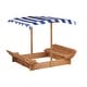 preview thumbnail 7 of 18, Kids Sandbox with Adjustable Cover, 46'' Wooden Sand Box with 2 Foldable Bench Seats, Outdoor Sandpit for Backyard Play