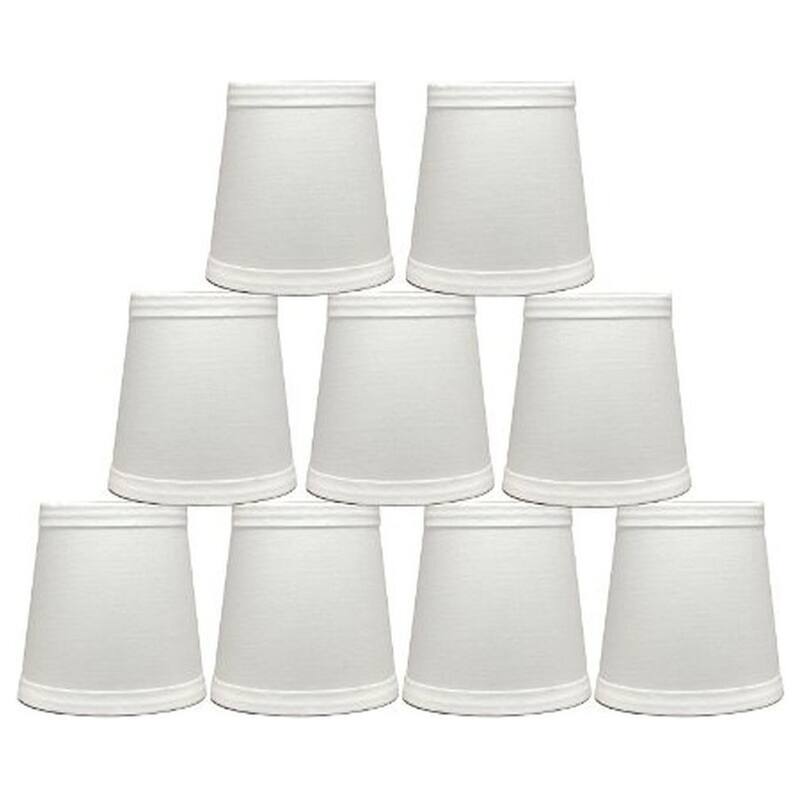 Linen Mini Chandelier Lamp Shade, Clip On, 4 inch Bottom Diameter, 4.75" Height - Set of 9 - Off White