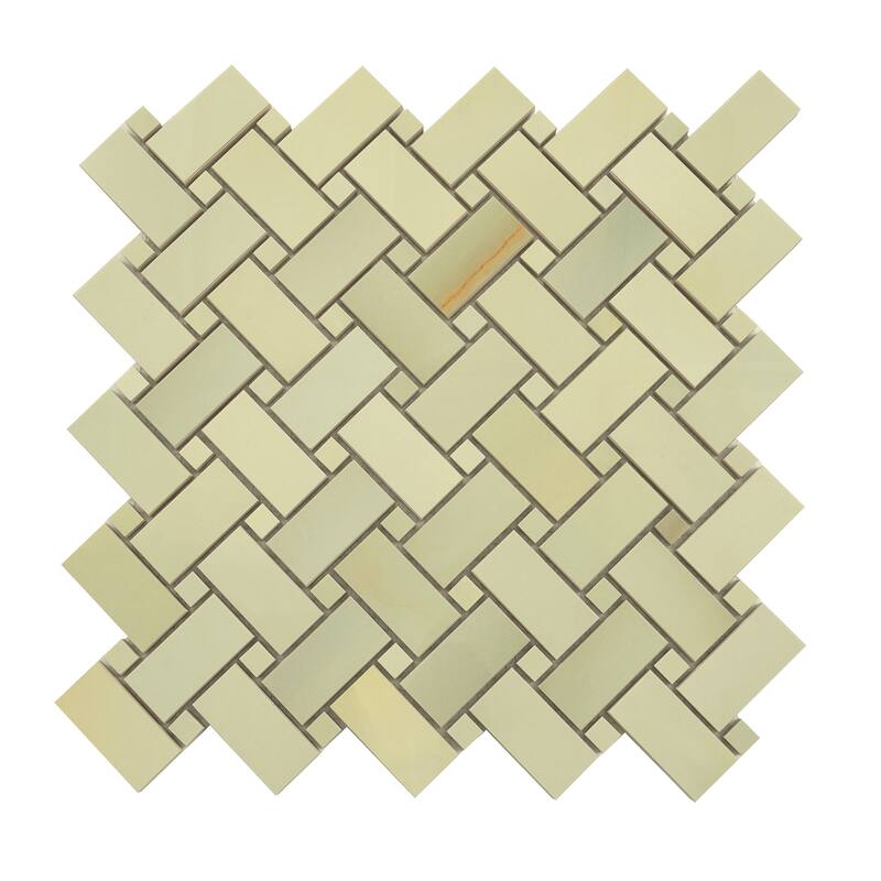 Splendor 12x12 Celadon Giada Porcelain Mosaic Onyx Basketweave Wall and Floor Tile (4.84 sq ft/case) - 5 Pack