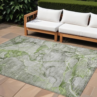 Allus Artistic Abstract Weather Resistant Classic Meets Modern Outdoor Rug