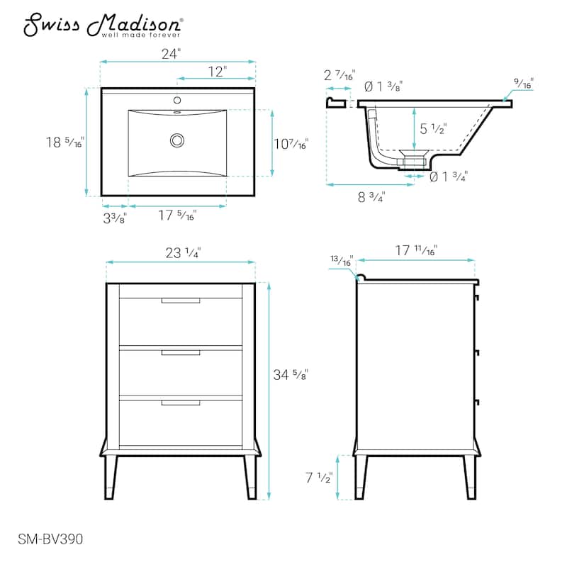 Hugo 24" Bathroom Vanity In Walnut