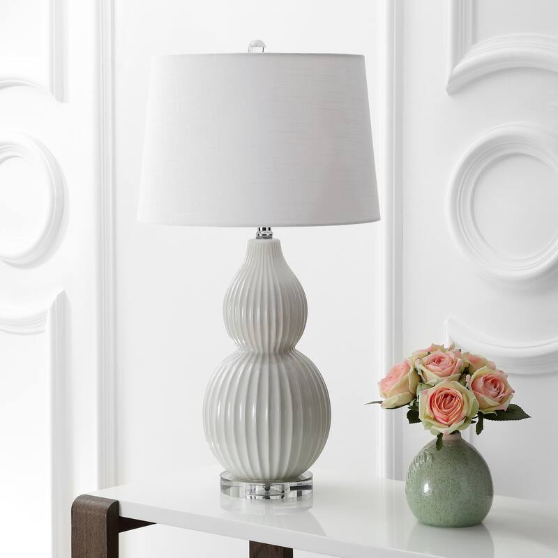 Dylan 28.25" Ceramic LED Table Lamp, Cream by JONATHAN Y