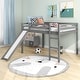 preview thumbnail 5 of 30, Full Size Loft Bed with Slide and Ladder for Kids, Under Bed Storage