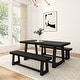 preview thumbnail 30 of 33, Farmhouse 72-inch Rectangle Dining Table Set with Benches Black Wirebrush