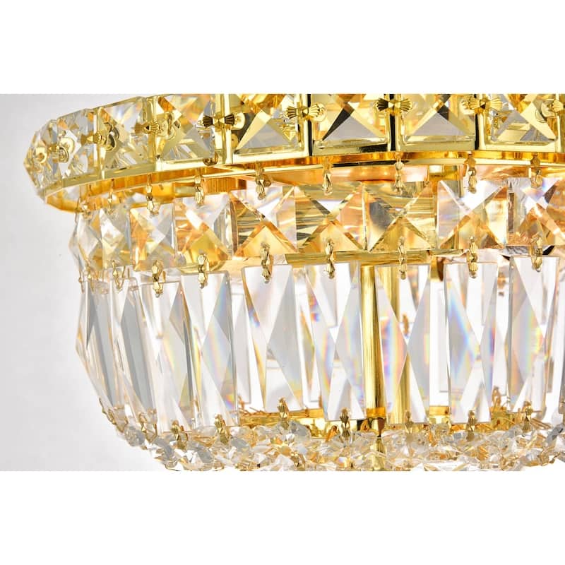 Elegant Lighting Crystal Chandelier Gold Flush Mount Light