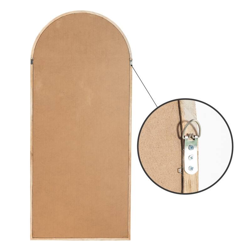 Classic Arched Solid Wood Solid Wood Window Pane Full Length Mirror Arched Top Rectangle Freestanding - 71"x31"