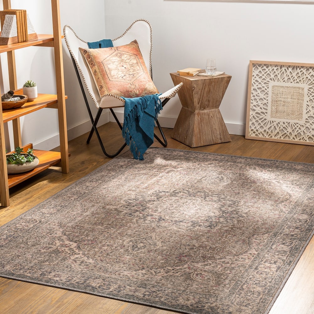Livabliss Duquette Persian Medallion Printed Machine Washable Area Rug