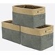 preview thumbnail 1 of 5, Storage Large Basket Set - Big Rectangular Fabric Collapsible Organizer Bin Box with Carry Handles (3-Pk Grey/Tan)