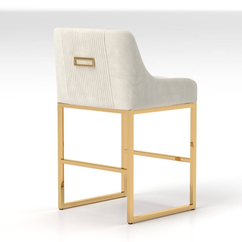 SEYNAR Modern Glam Velvet Golden Matel Frame Counter or High Bar Stools Set of 4