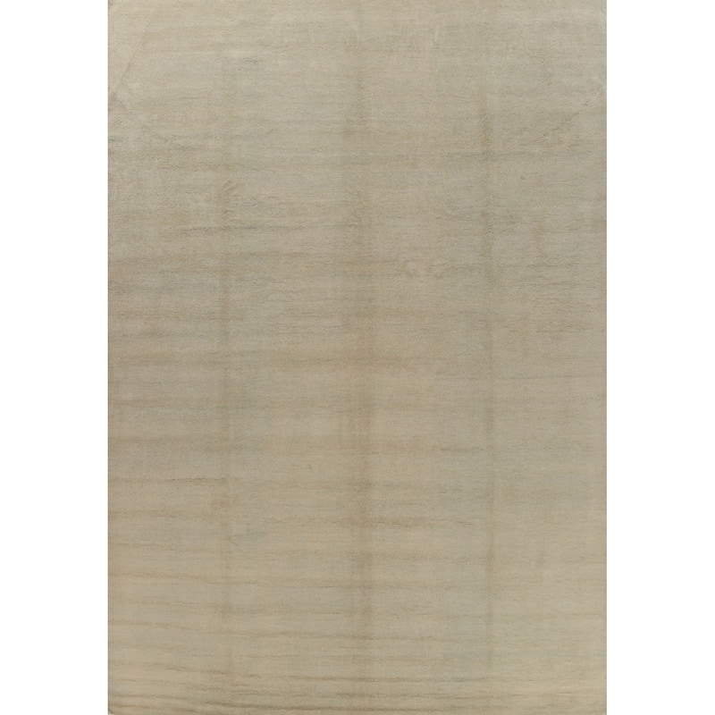 Hand Knotted Oriental 100% Wool Carpet Modern Solid Green Gabbeh Area Rug - 13' 0'' X 10' 0''