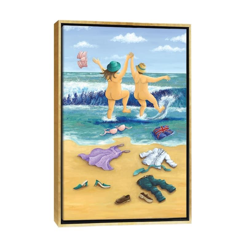 iCanvas "Skinny Dippers" by Peter Adderley Framed Canvas Print - Gold - 40x26