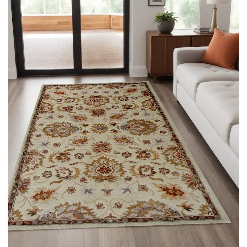 Hand Tufted Non Skid Stain Resistant Area Rug - 96' X '60' X '0.5 - 96' X '60' X '0.5 - Cream - Rectangle