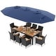 preview thumbnail 33 of 112, Costway 11 PCS Patio Wicker Dining Set with Double-Sided Outdoor - See Details Navy+White