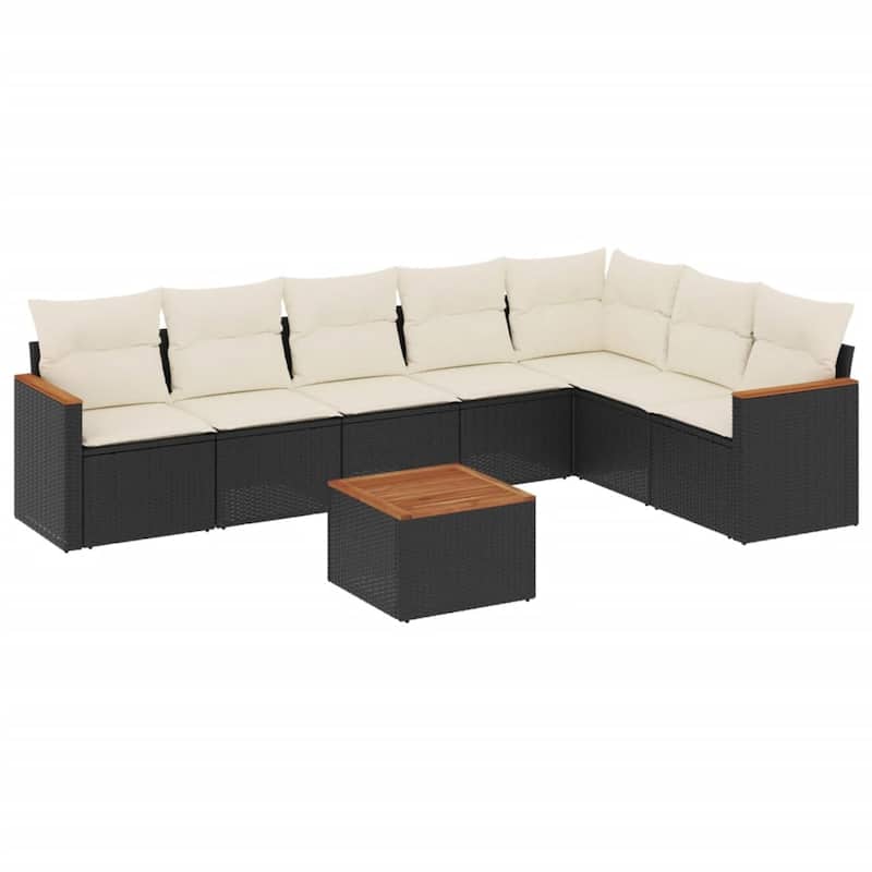 vidaXL Patio Sofa Set with Cushions Outdoor Conversation Furniture Poly Rattan