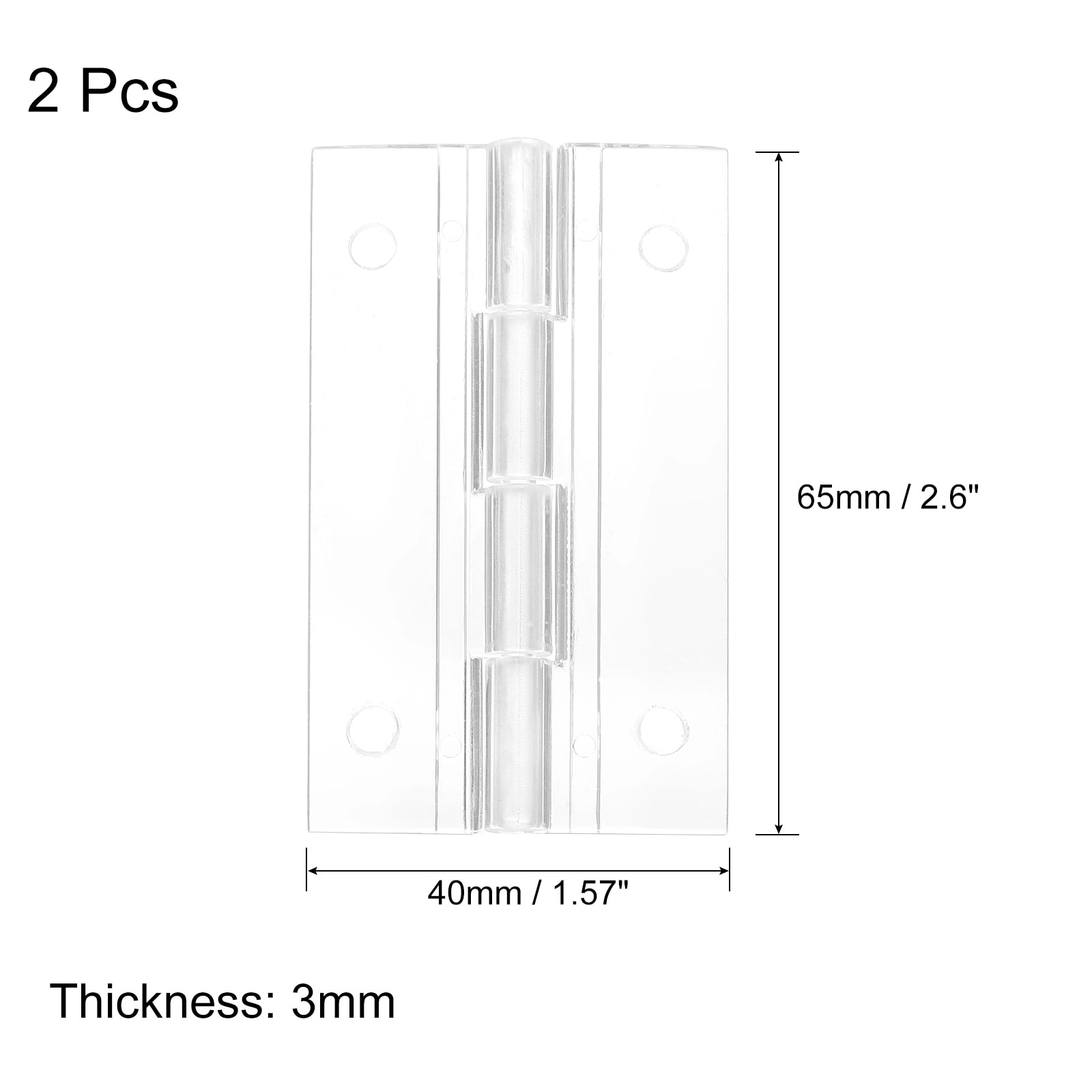 Acrylic Hinge Hardware Folding Hinges Piano Hinges with Mounting Hole for Case Box Handicrafts - 2 Pcs - 2.6 x 1.57 Inch