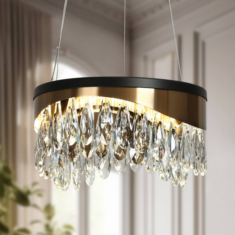 Modern Crystal LED Drum Mini Chandelier Pendant for Kitchen Island Bedroom - 11.8"D x 6.7"H