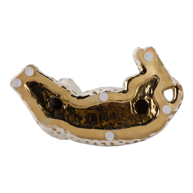 Ceramic Leopard Decorative Figurine - White and Gold