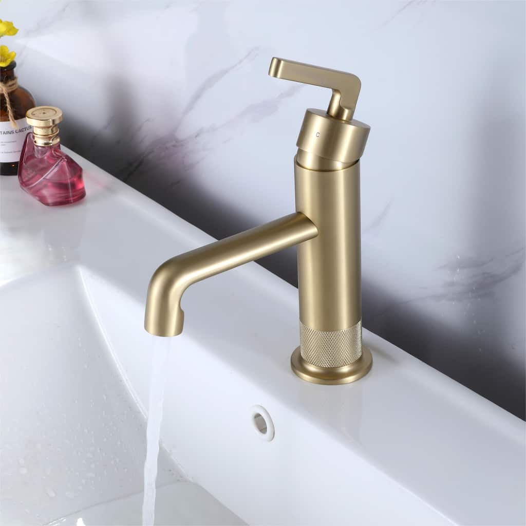 Vintage Brushed Gold Bathroom Sink Faucet Single Hold with Single Handle