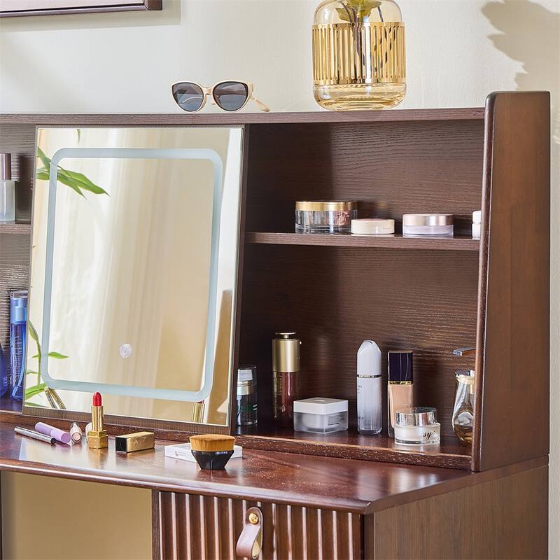 Makeup Vanity Desk w/3 Modes Adjustable Lighted Mirror,Dress Table Set