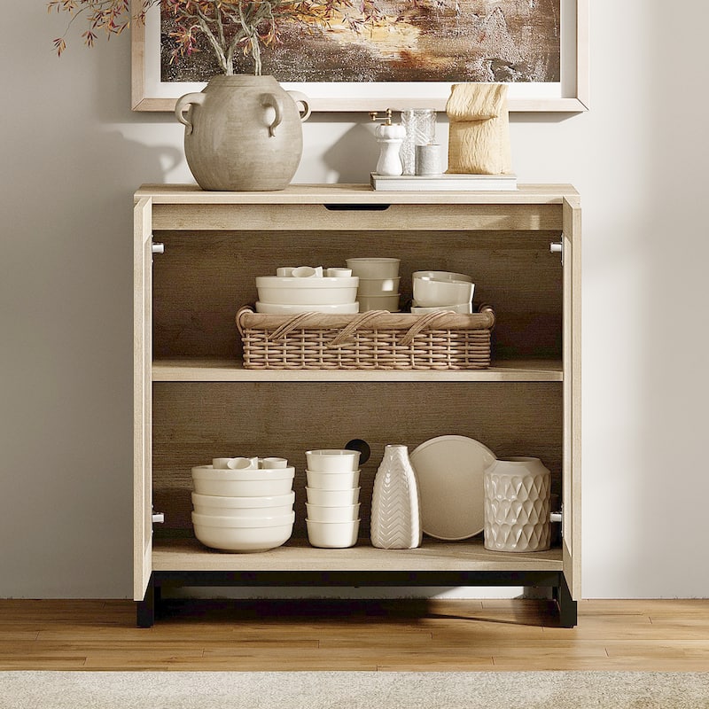 WAMPAT Multifunctional Sideboard Buffet Cabinets with Glass Doors, Modern Sideboard with Adjustable Shelf, Coffee Bar Cabinet