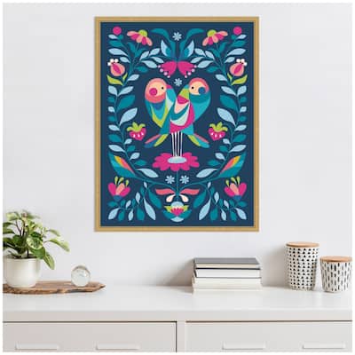 Kate and Laurel Sylvie Love Birds Framed Canvas by Rachel Lee