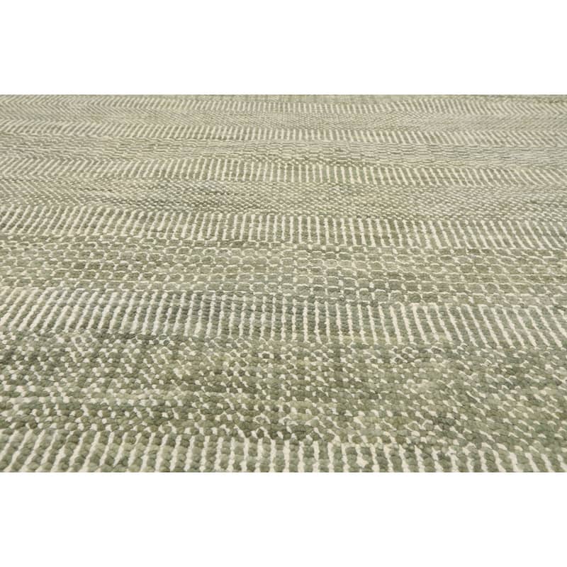 Multi Size Sage Geometric Hand-Knotted Wool Tibetan Area Rug