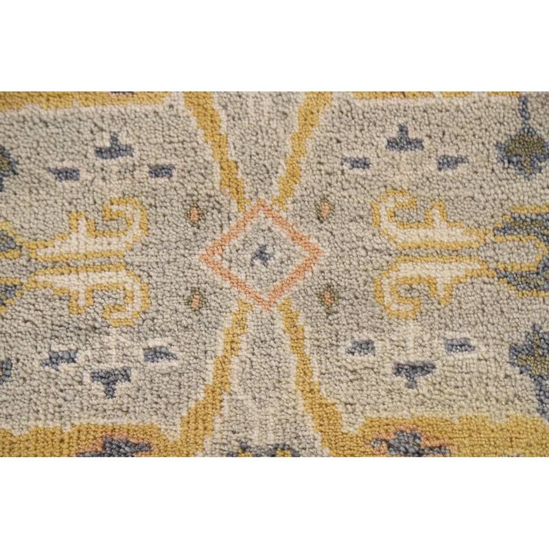 Green Floral Oushak Oriental Runner Rug Handmade Wool Carpet - 2'7"x 9'11"