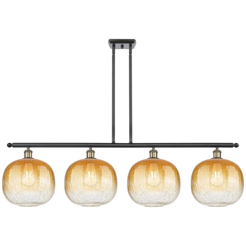 Innovations Lighting Endless Possibilities Ballston - Brookhaven Sphere - 4 Light 49" Stem Hung Island Light - Black Antique Brass/Amber