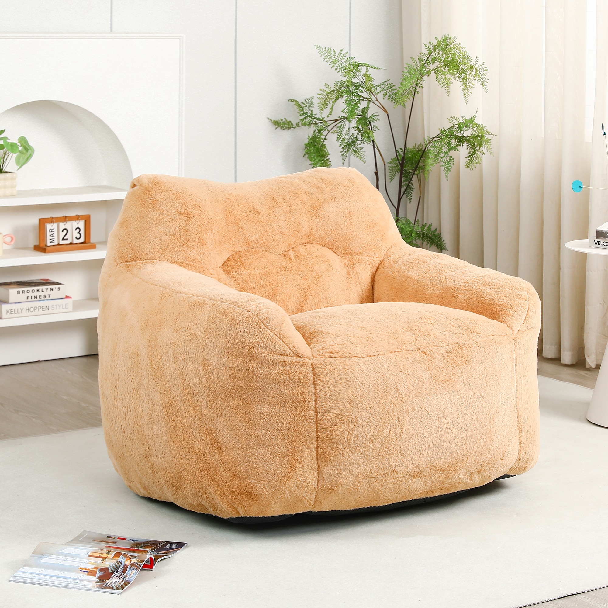 Bean Bag Chair, Bean Bag Sofa Chair With Armrests Stuffed High-Density Foam