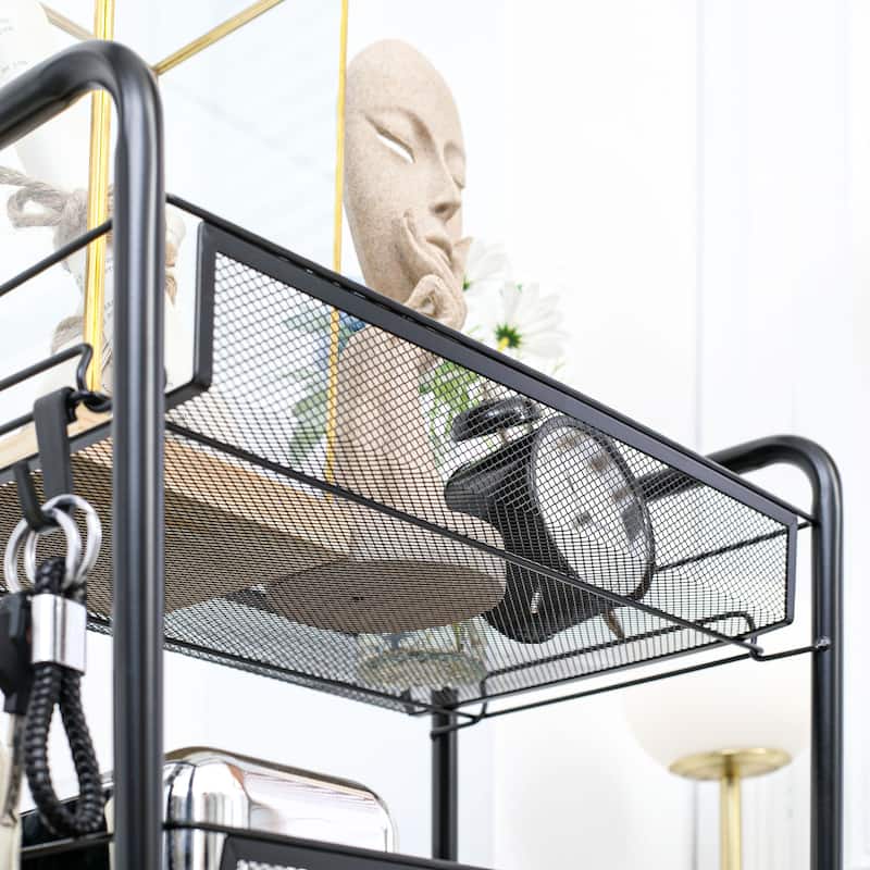 5 Tier Utility Rolling cart, Metal Storage cart, Kitchen cart with Removable Mesh Baskets