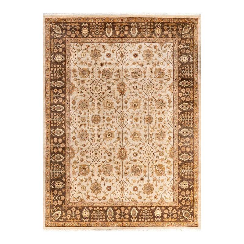 Oushak One-of-a-Kind Handmade Area Rug, Ivory - 8' 10" x 12' 2"