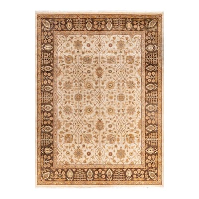 Oushak One-of-a-Kind Handmade Area Rug, Ivory - 8' 10" x 12' 2"