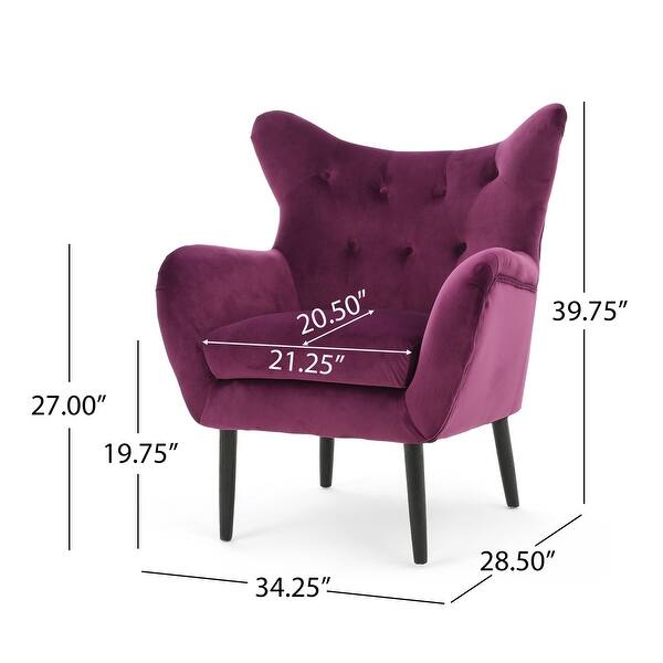 dimension image slide 2 of 4, Mid Century Velvet Armchair Wingback Chairs Sofa Chair Accent Chairs Lazy Chair for Living Room Bedroom Apartment Office