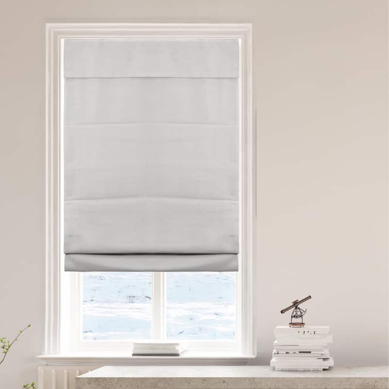 Cordless Slow Release Blackout Roman Shade in Cream/Gray