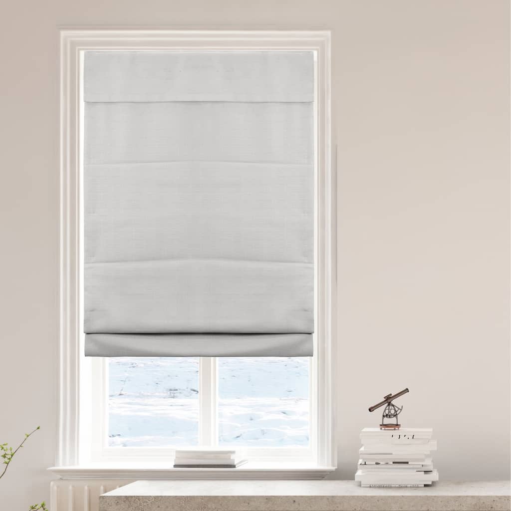 Cordless Slow Release Blackout Roman Shade in Cream/Gray