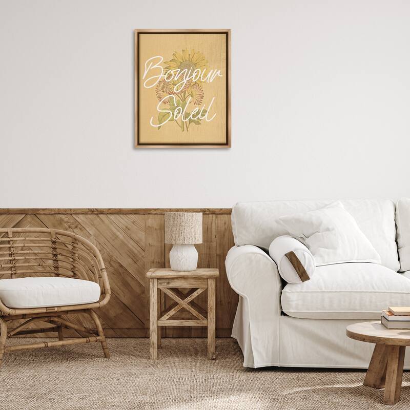Stupell Hello Sunshine French Phrase Framed Floater Canvas Wall Art Design By Lil' Rue