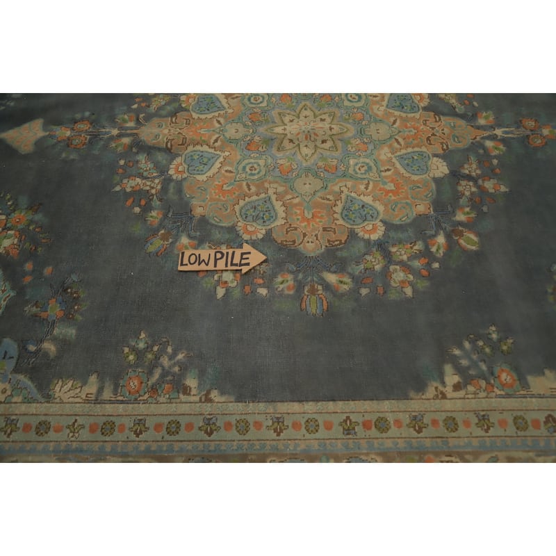 Hand Knotted Oriental 100% Wool Carpet Traditional Medallion Greys & Charcoal Tabriz Area Rug - 10' 11'' X 8' 0''