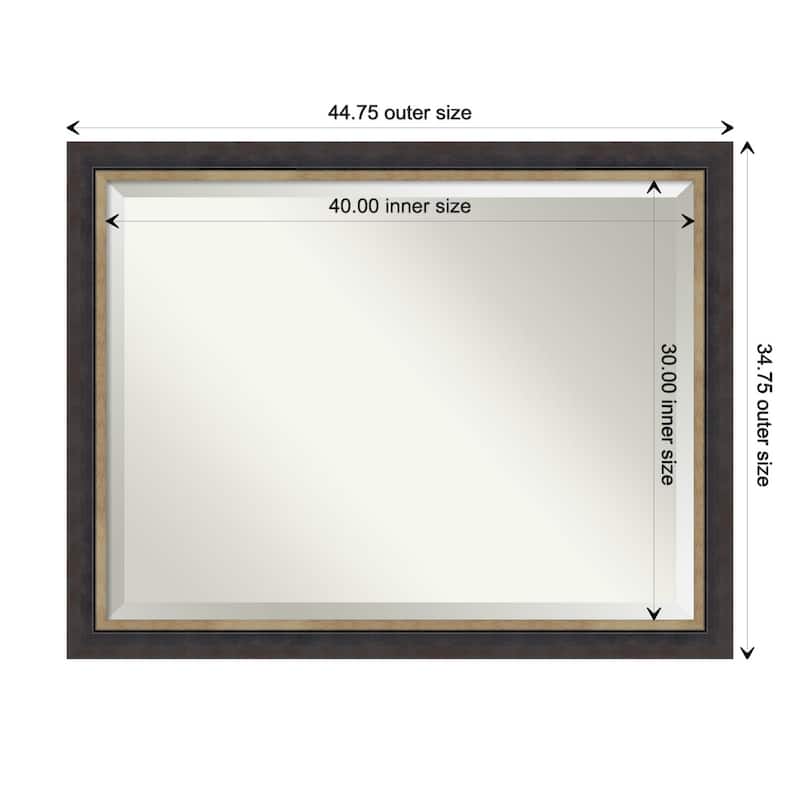 Hammered Charcoal Tan Beveled Wood Framed Wall Mirror - Hammered Charcoal Tan - Glass Size 40x30