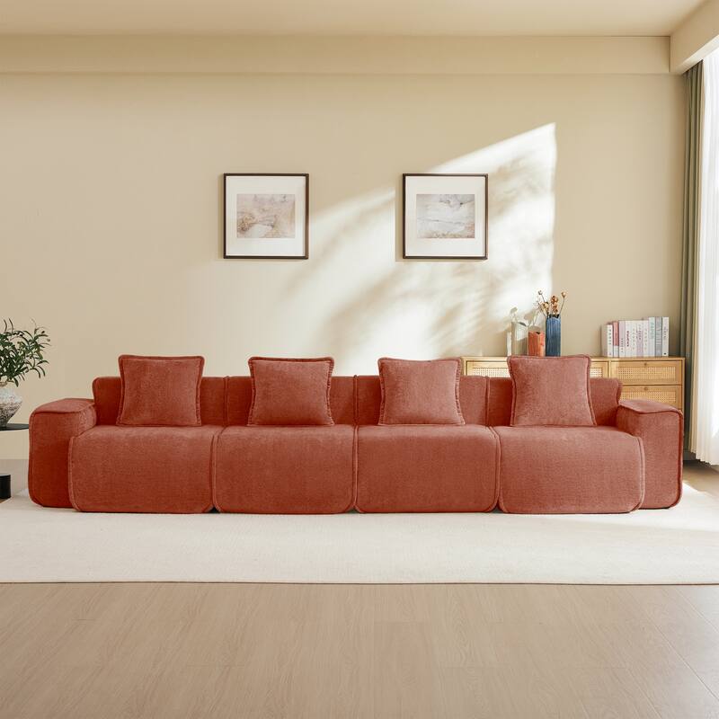 GDFStudio - Modular 4-Seater 138.58" Boneless Velvet Sofa