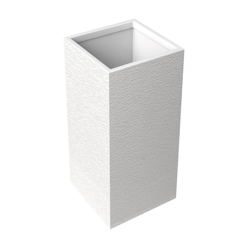 Basalt Tall Square Fiberstone Planter Modern Weather-Resistant Design for Indoor Outdoor Patio Planter Pot with Drainage