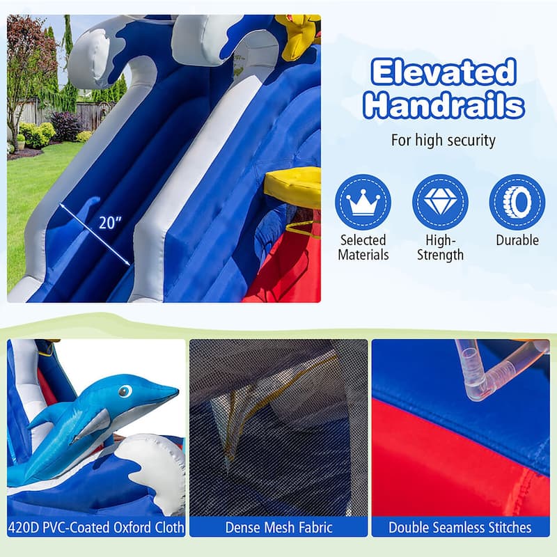 Gymax Inflatable Water Slide Park w/ Slide 2 Splash Pools Climbing
